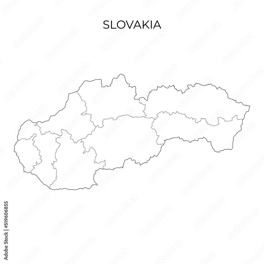Slovakia administrative division map. Vector illustration in outline style