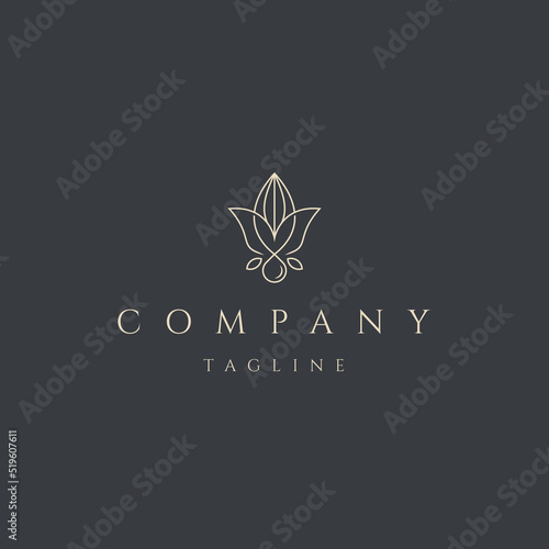 Flower line art style. flower luxury beauty salon, fashion, skincare, cosmetic and spa products