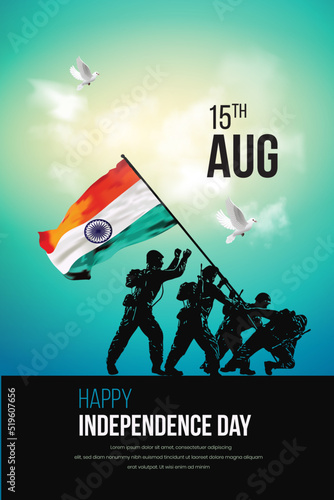 15 august happy independence day. vector illustration design Indian soldiers 