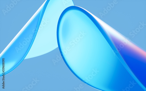 Fototapeta Naklejka Na Ścianę i Meble -  Abstract glass curves with blue background, 3d rendering.