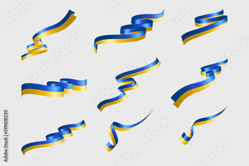 ukraine flag ribbon collection set design element