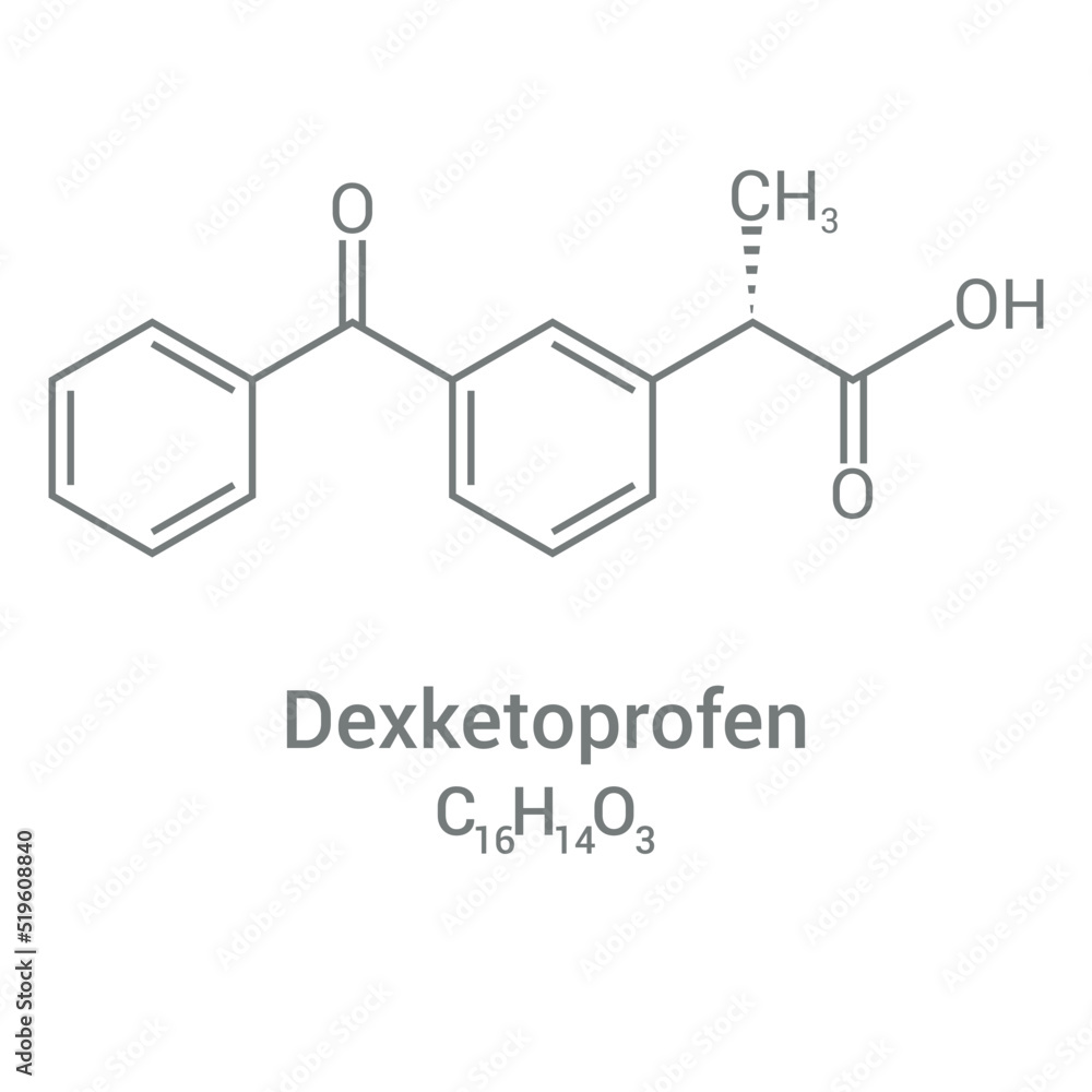 chemical structure of Dexketoprofen (C16H14O3) chemical structure of Dexketoprofen (C16H14O3)