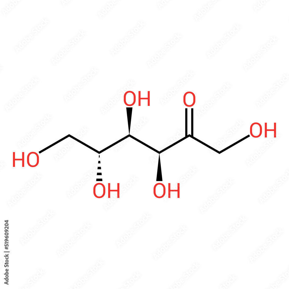 chemical structure of d-fructose (C6H12O6) chemical structure of d-fructose (C6H12O6)