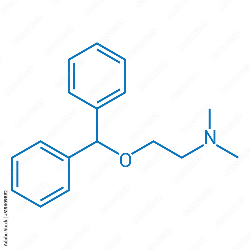 Obraz premium chemical structure of Diphenhydramine (C17H21NO)