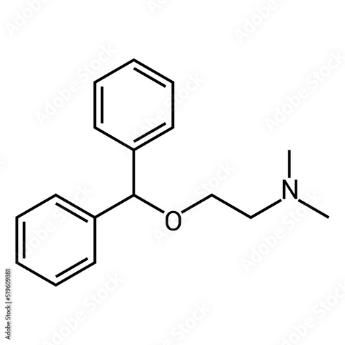chemical structure of Diphenhydramine (C17H21NO)
