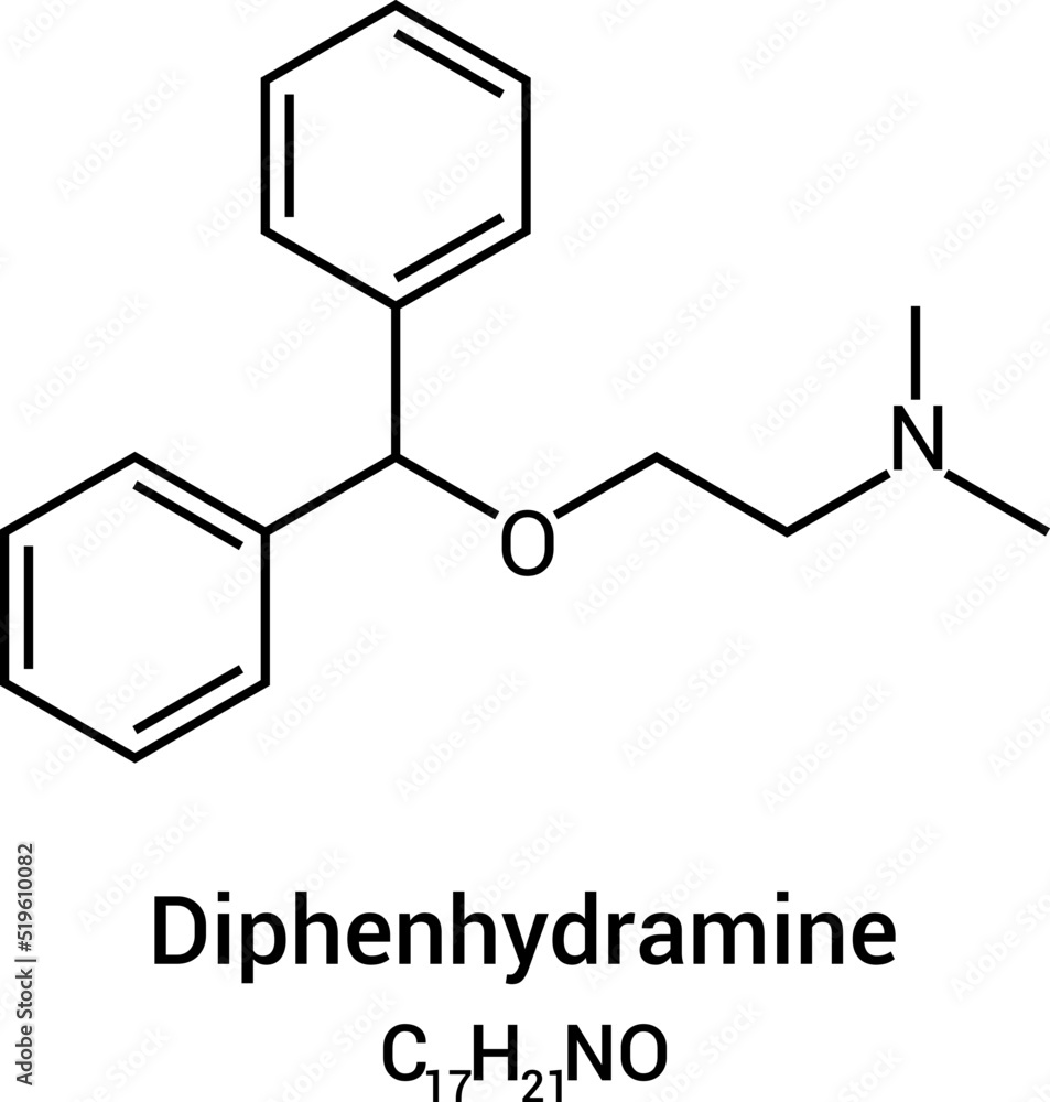 chemical structure of Diphenhydramine (C17H21NO) chemical structure of Diphenhydramine (C17H21NO)