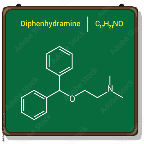 chemical structure of Diphenhydramine (C17H21NO)