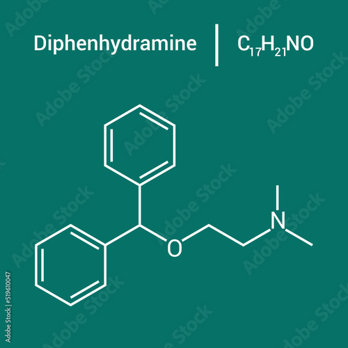 chemical structure of Diphenhydramine (C17H21NO)