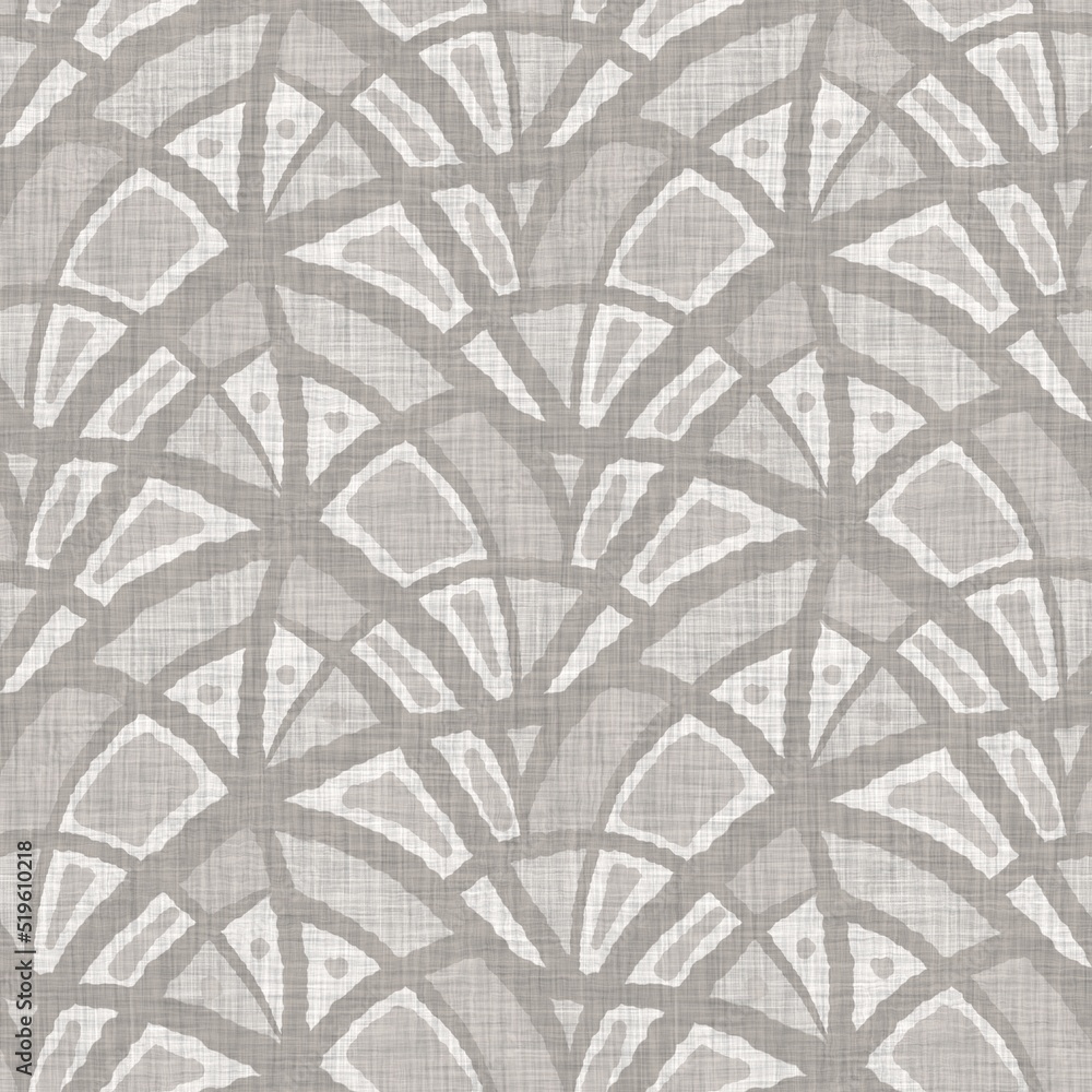 French grey doodle motif linen seamless pattern. Tonal country cottage ...