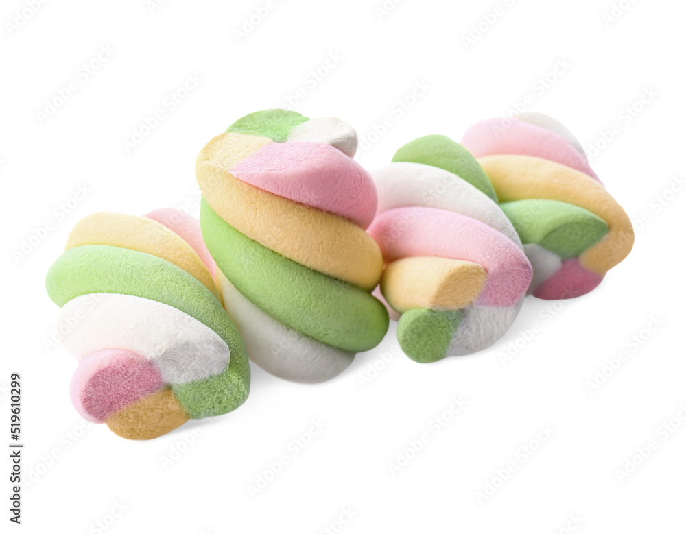 Many delicious colorful marshmallows isolated on white Many delicious colorful marshmallows isolated on white