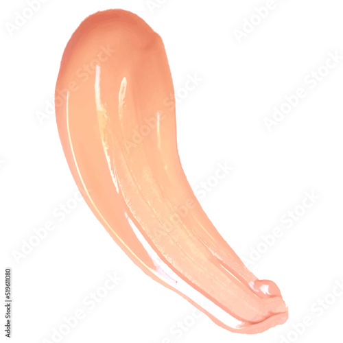 Foundation creme smear. Acrylic paint smear on white background.