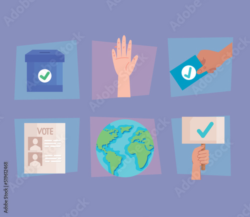 six democracy campaign icons