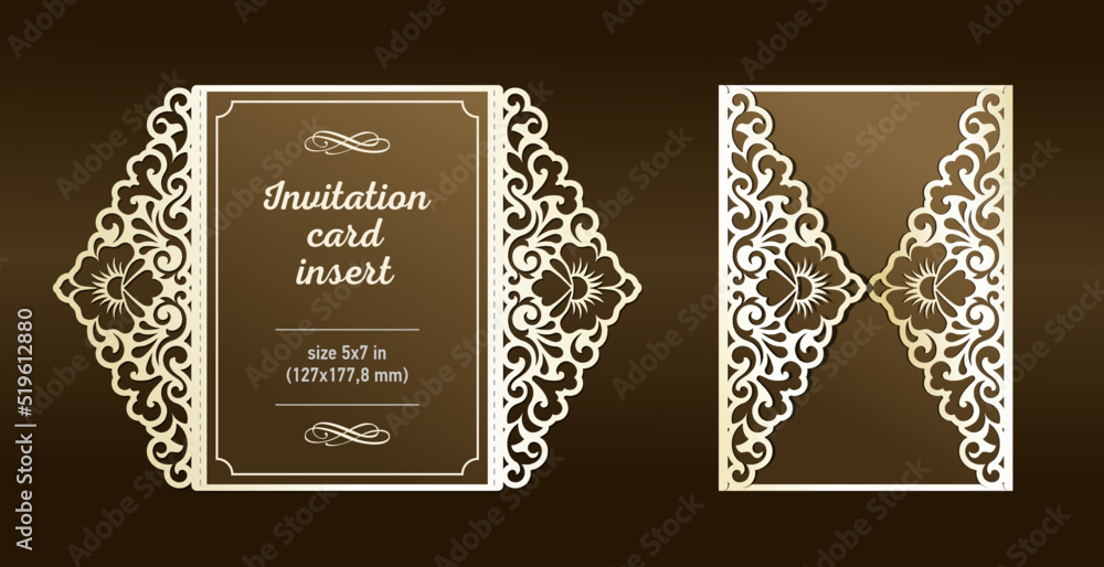 Laser cut gate fold for wedding invitation card insert. Ñomposition ...