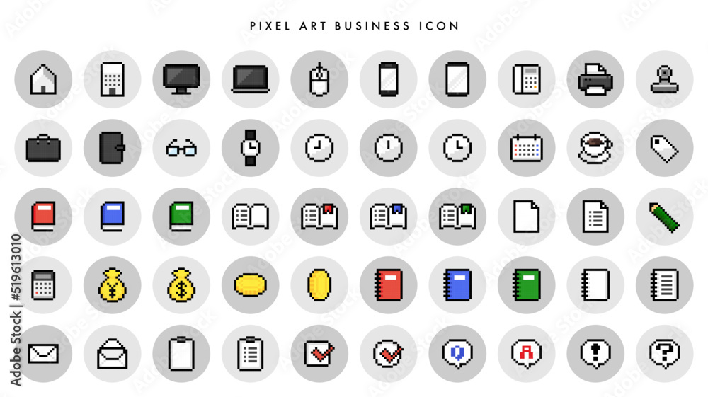 ドット絵 ビジネス アイコンセット01 ドット絵 ビジネス アイコンセット01