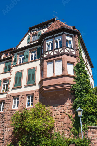 View of a pretty half-timbered building with bay window in Bad Bergzabern/Germany photo