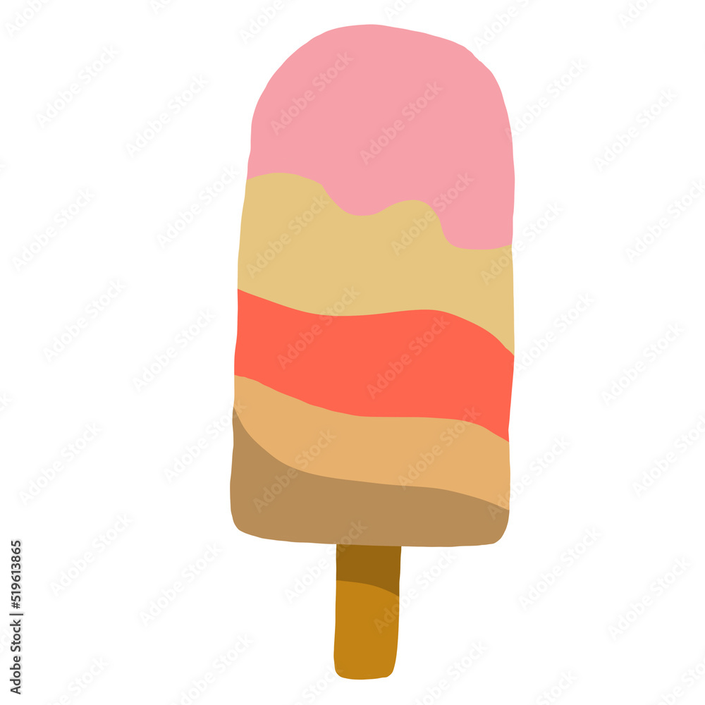 vanilla ice cream in cute hand drawn style isolated on background with clipping path. cute vanilla strawberry neapolitan ice cream stick in popsicle cartoon style. design element. vanilla ice cream in cute hand drawn style isolated on background with clipping path. cute vanilla strawberry neapolitan ice cream stick in popsicle cartoon style. design element.