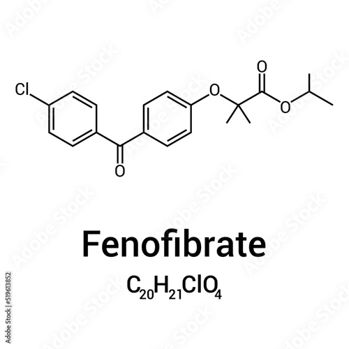 chemical structure of Fenofibrate (C20H21ClO4)