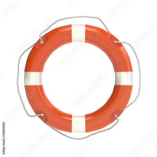 Front view of lifebuoy ring, isolated on white background