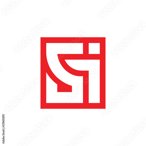 Initial letter SI monogram logo, square shape logo vector