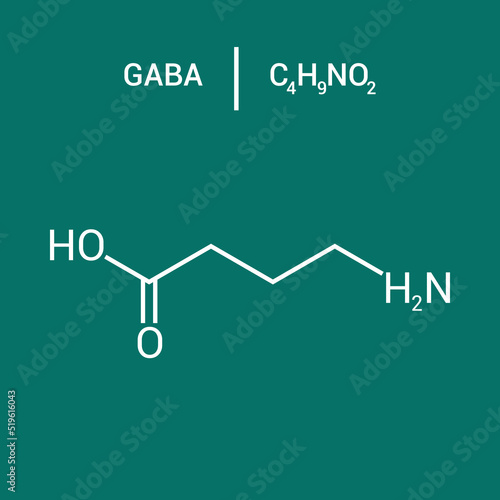 chemical structure of γ-Aminobutyric acid or GABA (C4H9NO2) photo