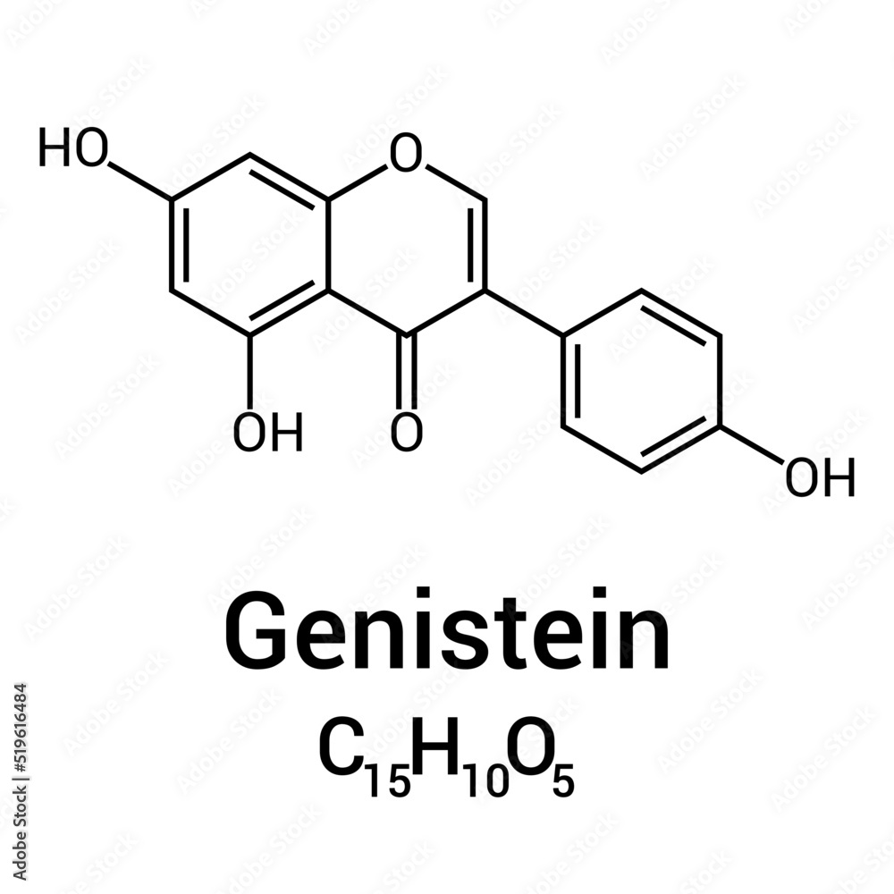 chemical structure of Genistein (C15H10O5) chemical structure of Genistein (C15H10O5)