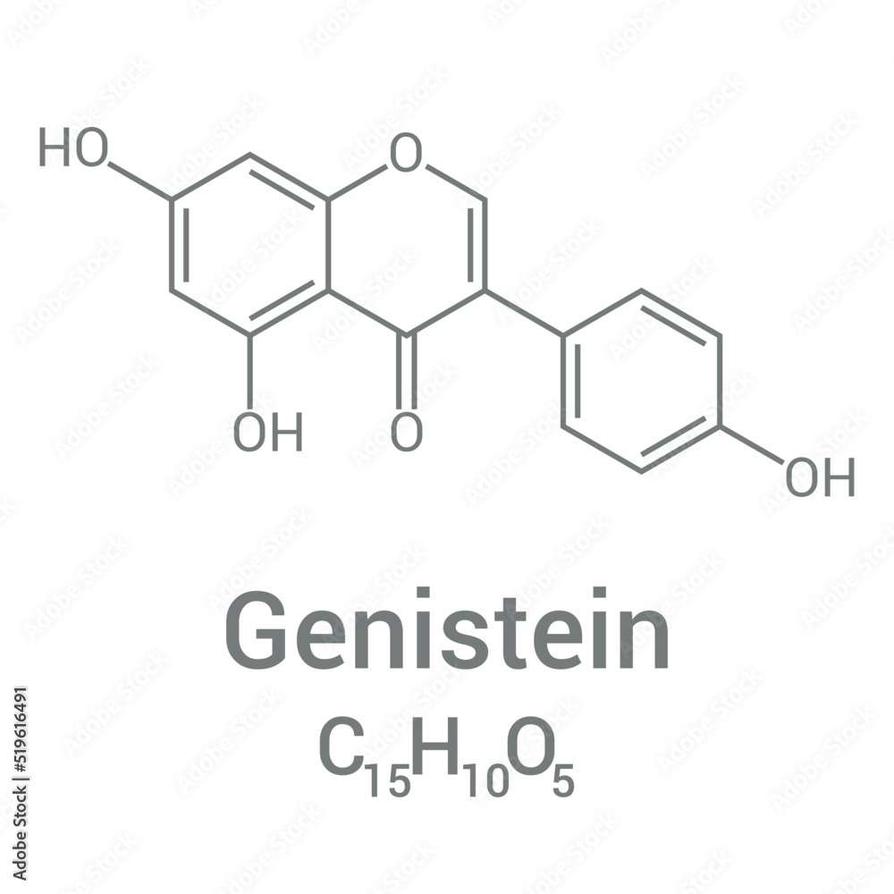 chemical structure of Genistein (C15H10O5) chemical structure of Genistein (C15H10O5)