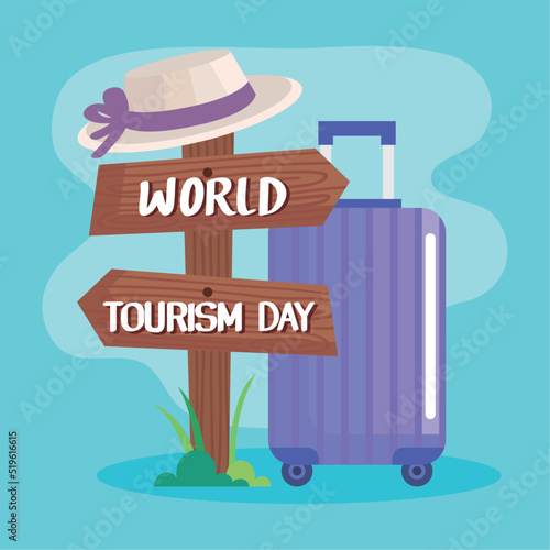 world tourism day lettering in signal