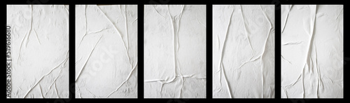 Fényképezés Set of blank white glued paper for poster texture overlay