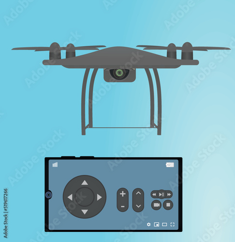 Fotografia Drone and controller. vector illustration