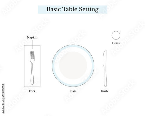 Basic table setting or layout, vector illustration