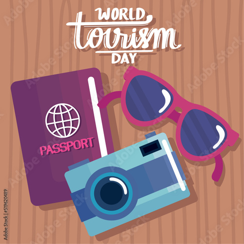 world tourism day letterign postcard