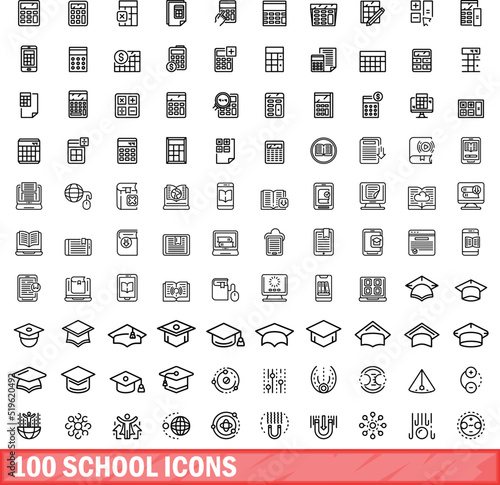 Fotografia, Obraz 100 school icons set
