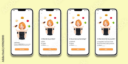 UI design of a quiz flow for a food delivery app