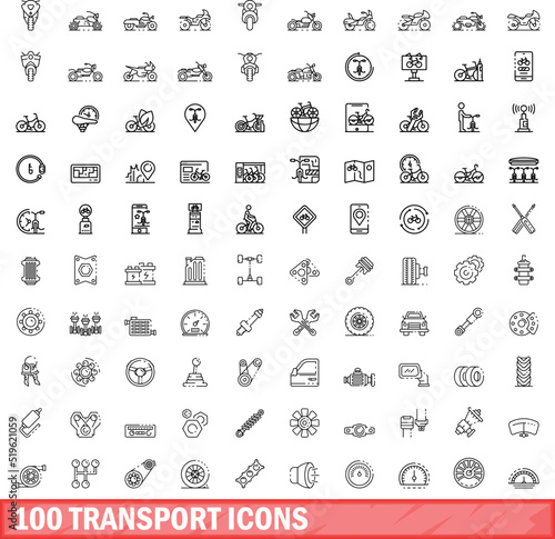 Fotografie, Obraz 100 transport icons set