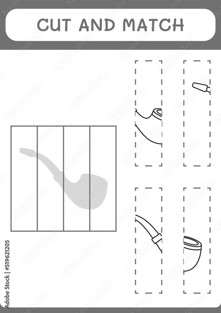Vetor de Cut and match parts of Smoking pipe, game for children. Vector ...
