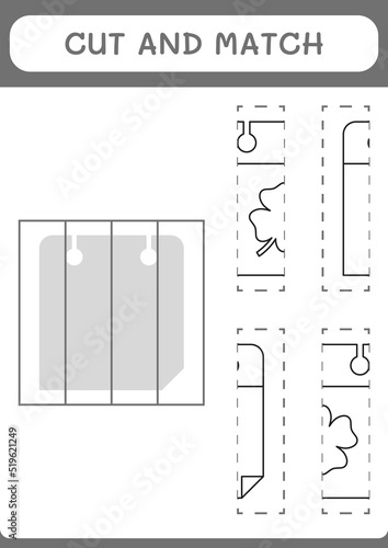 Cut and match parts of Calender, game for children. Vector illustration, printable worksheet