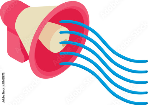 Voting agitation icon isometric vector. Pink loudspeaker with sound wave icon. Voting notification, election concept