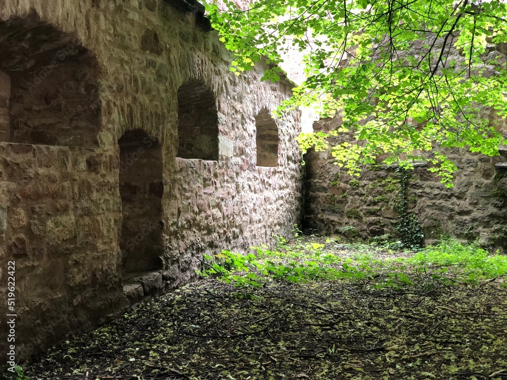 Castle ruins with secret garden Burgruine mit geheimen Garten Stock