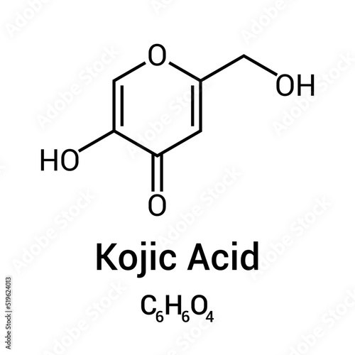 chemical structure of Kojic acid (C6H6O4)