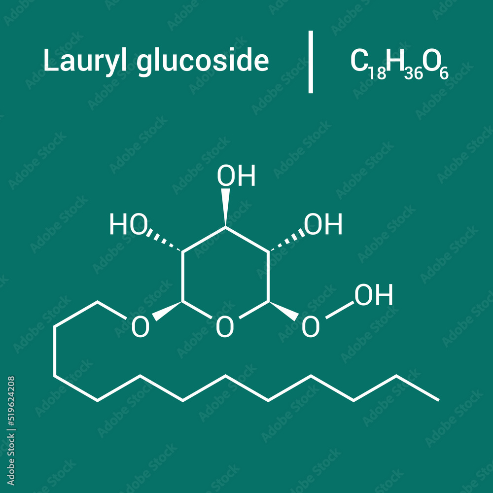 chemical structure of Lauryl glucoside (C18H36O6)