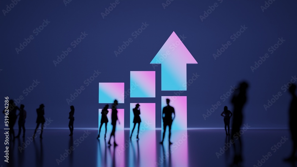 Fototapeta premium 3d rendering people in front of symbol of bar chart on background