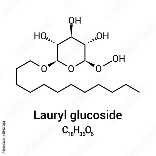 chemical structure of Lauryl glucoside (C18H36O6)