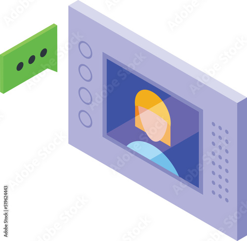 Intercom button icon isometric vector. Video door. System security