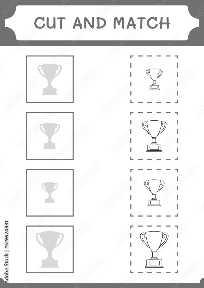 Cut and match parts of Trophy, game for children. Vector illustration, printable worksheet Cut and match parts of Trophy, game for children. Vector illustration, printable worksheet