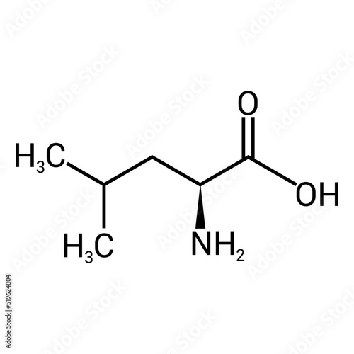 chemical structure of Leucine (C6H13NO2) photo