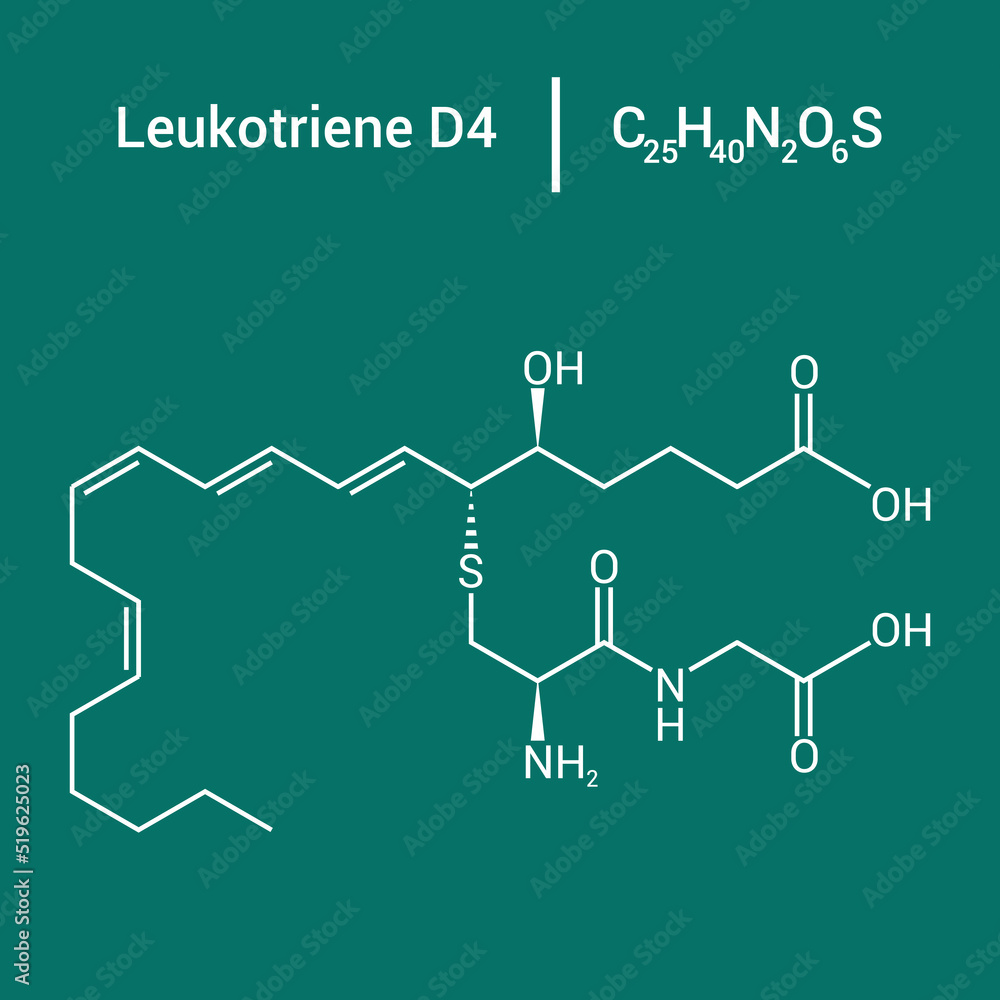 chemical structure of leukotriene d4 (C25H40N2O6S) chemical structure of leukotriene d4 (C25H40N2O6S)