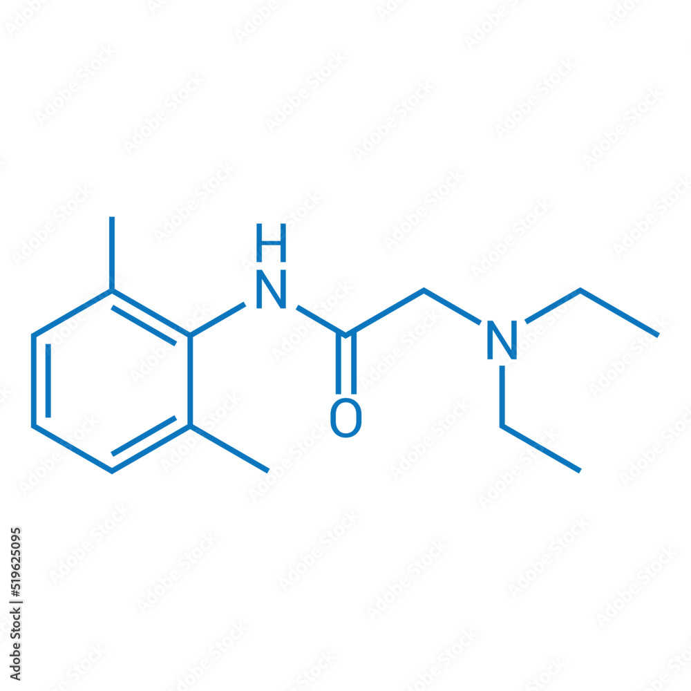 chemical structure of Lidocaine (C14H22N2O) Stock Vector | Adobe Stock