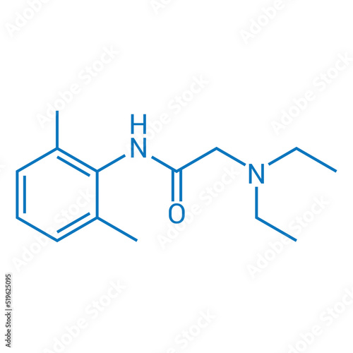 chemical structure of Lidocaine (C14H22N2O)
