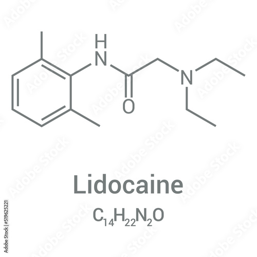 chemical structure of Lidocaine (C14H22N2O)