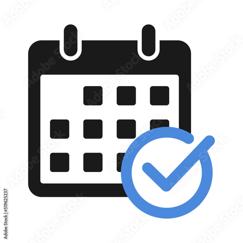 Calendar icon with check mark. Reminder organizer event signs. Calendar notification vector illustration